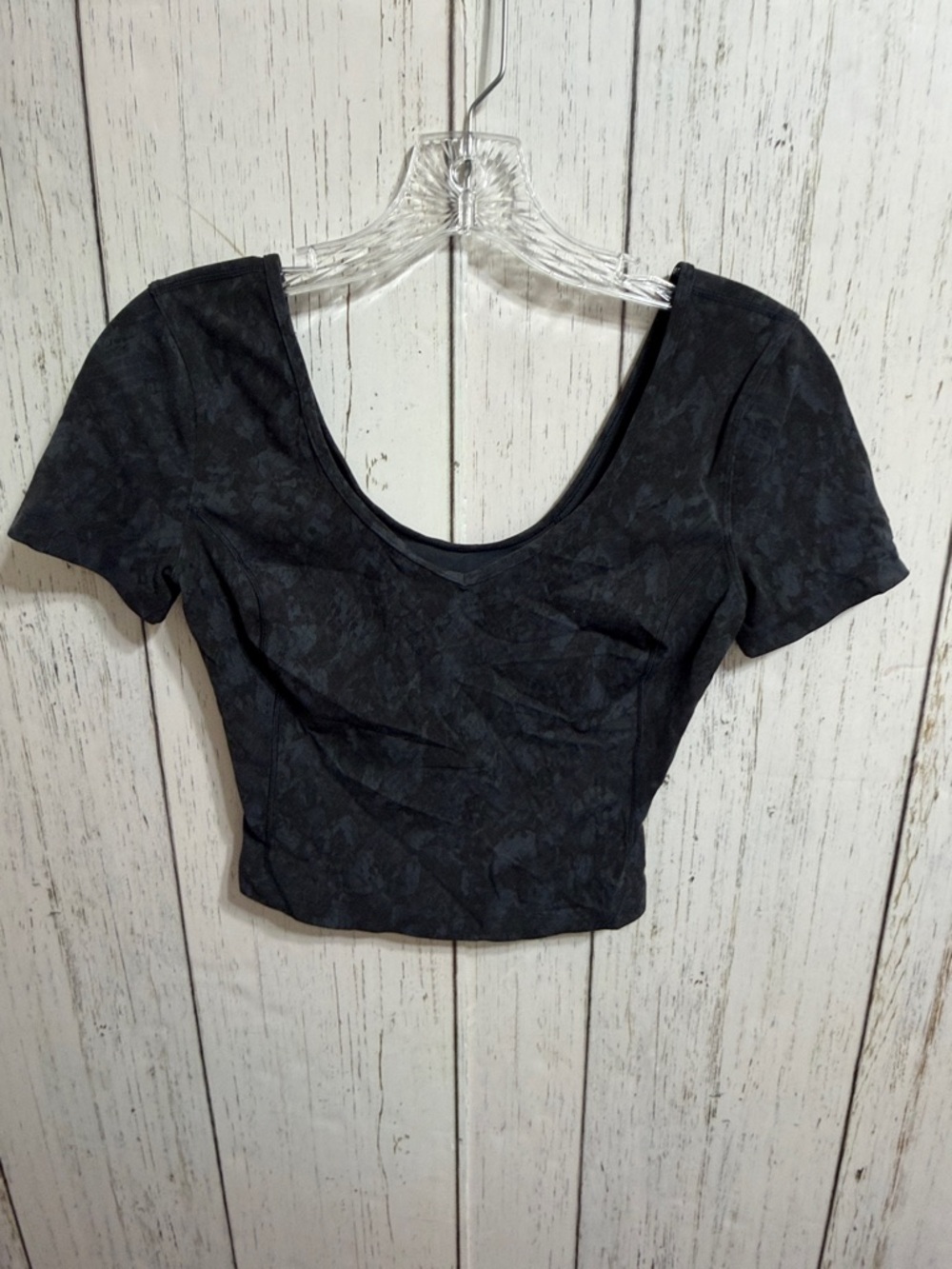 lululemon athletica Black Scoop-Neck Short Sleeve Crop Top
